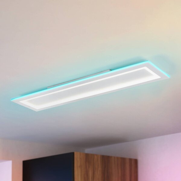 EGLO connect LED stropní svítidlo Padrogiano-Z 1 světlo, 120 x 30 cm, stmívatelný, Bílá / opál, Obývací pokoj / jídelna, kov, Moderní