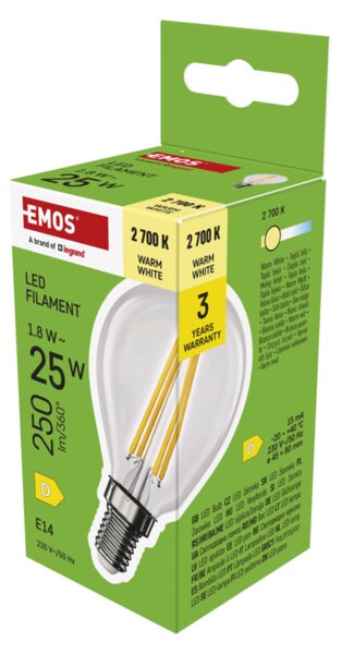 LED žárovka filament ZF1D02 E14, 1,8W, teplá bílá