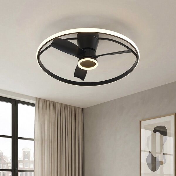 Stropní ventilátor černý vč. LED s dálkovým ovládáním - Steer