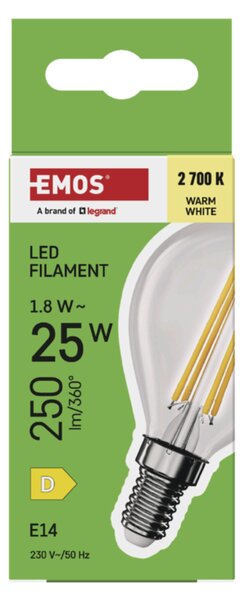 LED žárovka filament ZF1D02 E14, 1,8W, teplá bílá