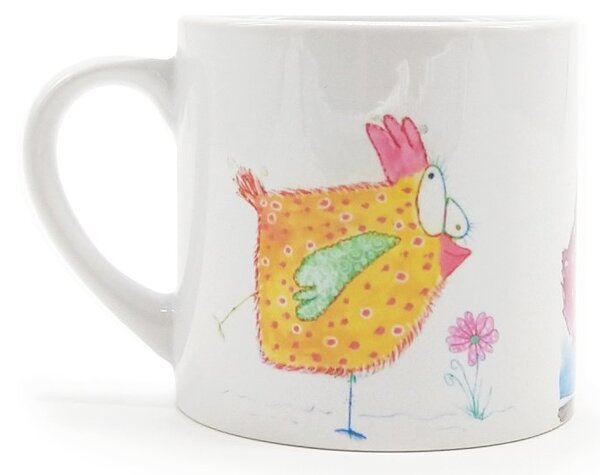Porcelánový hrnek Srdeční záležitost Slepičky, bílý, český autorský design, 200 ml