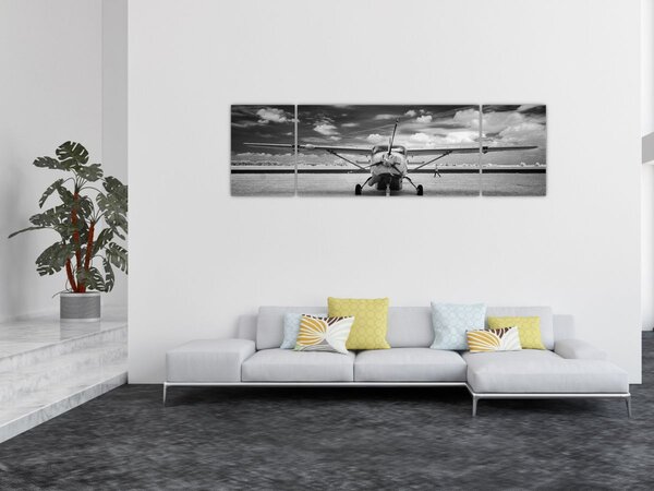 Obraz - Letadlo černobílé (170x50 cm)