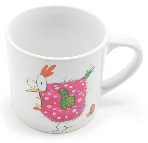 Porcelánový hrnek Srdeční záležitost Slepičky, bílý, český autorský design, 200 ml