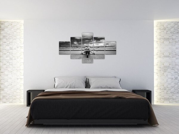 Obraz - Letadlo černobílé (125x70 cm)