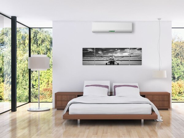 Obraz - Letadlo černobílé (170x50 cm)