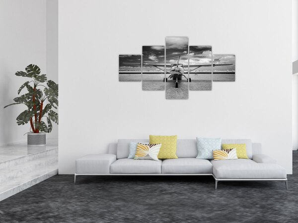 Obraz - Letadlo černobílé (125x70 cm)