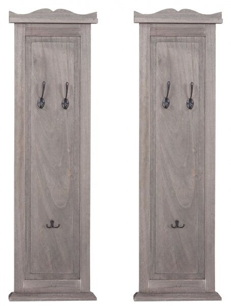 2x věšáková stěna s 3 věšáky 94453 - 109x28x3,5 cm, šedohnědá