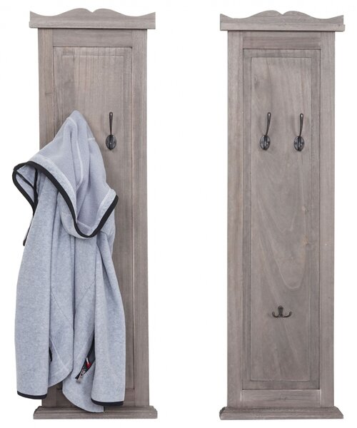 2x věšáková stěna s 3 věšáky 94453 - 109x28x3,5 cm, šedohnědá
