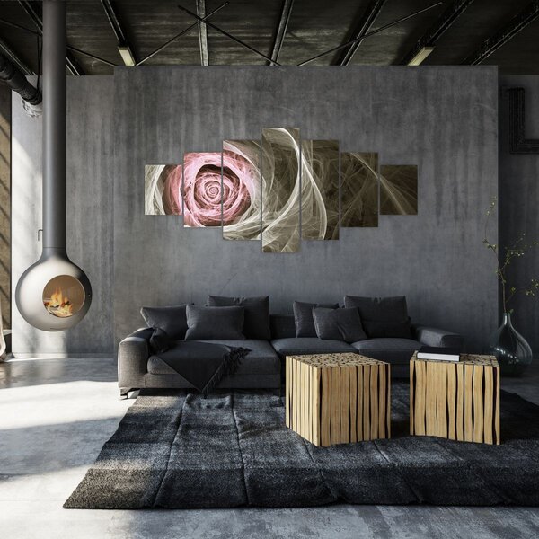 Obraz - Abstraktní růže světle růžová (210x100 cm)
