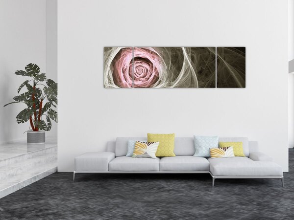 Obraz - Abstraktní růže světle růžová (170x50 cm)