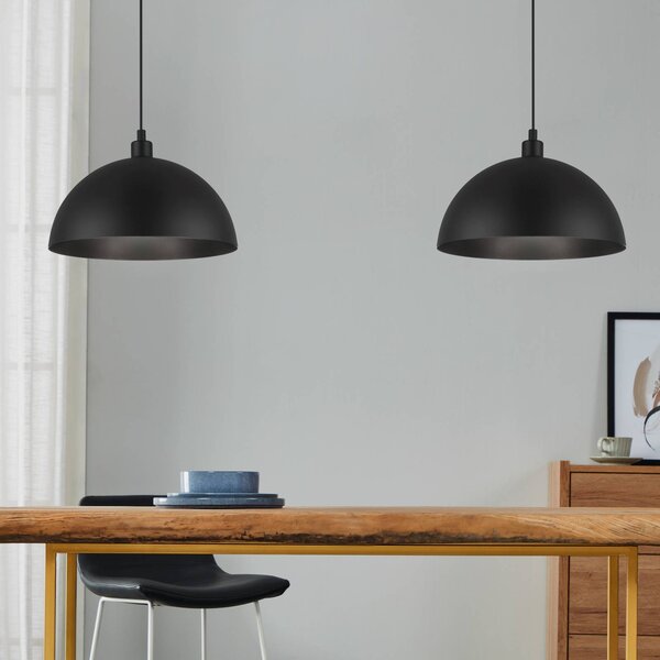 EGLO Závěsná lampa Winkworth, černá, délka 118 cm, kov, 2 světla., stmívatelný, Černá, Obývací pokoj / jídelna, kov
