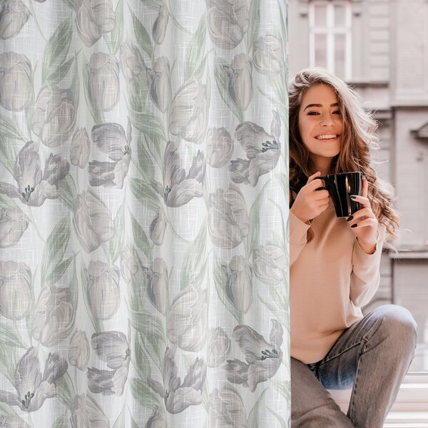 ZÁVĚS NA KROUŽCÍCH MILLIE 140X250 CM KVĚTY