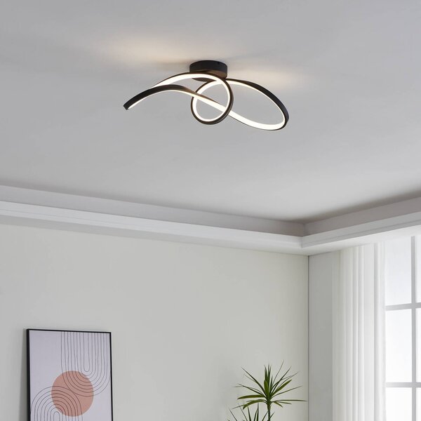 EGLO connect LED stropní svítidlo Calarossa-Z, černá, hliník, stmívatelný, Černá, Obývací pokoj / jídelna, Hliník, Moderní