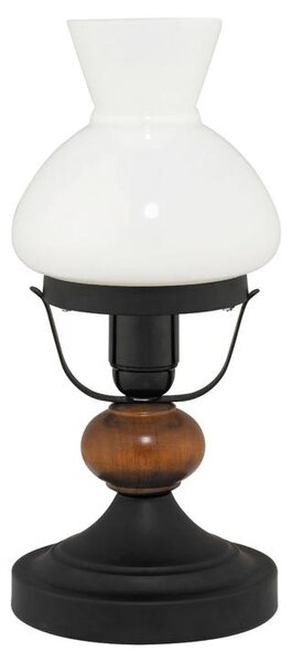 Stolní lampa PETRONEL tmavé dřevo/opálové sklo