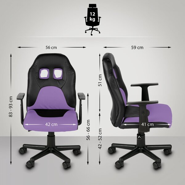 Dětská kancelářská židle Fun - Fialová