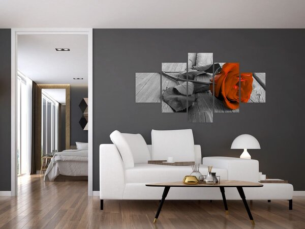 Obraz - Oranžová růže (125x70 cm)
