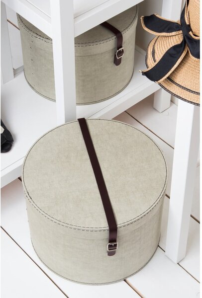 Béžové kartonové úložné boxy v sadě 2 ks s víkem ø 37,5x25 cm Rut Canvas Paper Laminate – Bigso