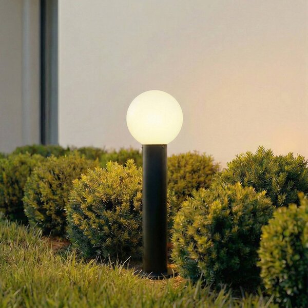 Lindby stojací lampa Dangan, černá/bílá, výška 60 cm, sklo, stmívatelný, Bílá / opál, Sklo, Moderní