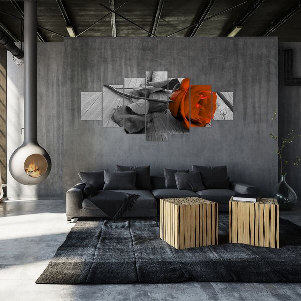 Obraz - Oranžová růže (210x100 cm)