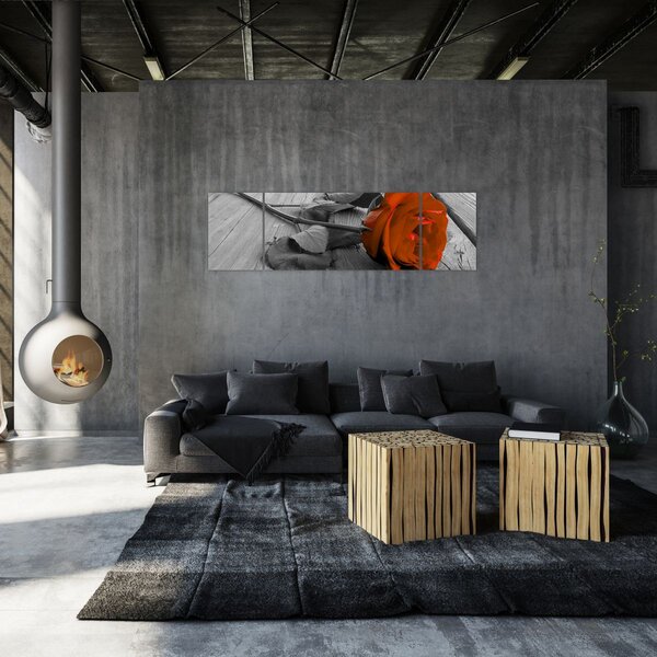 Obraz - Oranžová růže (170x50 cm)