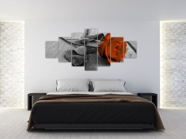 Obraz - Oranžová růže (210x100 cm)