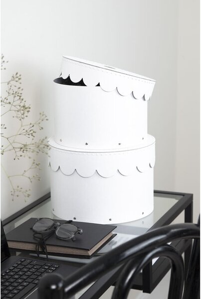 Bílé kartonové úložné boxy v sadě 2 ks s víkem ø 26x17,5 cm Wilma Paper Laminate – Bigso