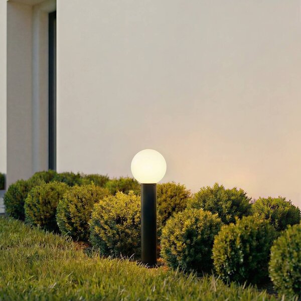 Lindby stojací lampa Dangan, černá/bílá, výška 60 cm, sklo, stmívatelný, Bílá / opál, Sklo, Moderní
