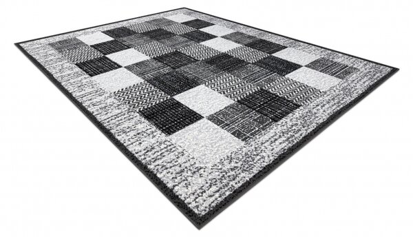Weltom Kusový koberec BCF Morad RAFIA ČTVERCE Geometrický šedý Rozměr: 60x110 cm