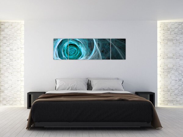 Obraz - Abstraktní růže modrá s černým pozadím (170x50 cm)