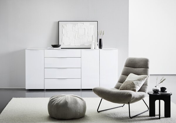 ŠIROKÁ KOMODA, vysoce lesklá bílá, 226,4/99,3/40 cm Voleo - Široké komody