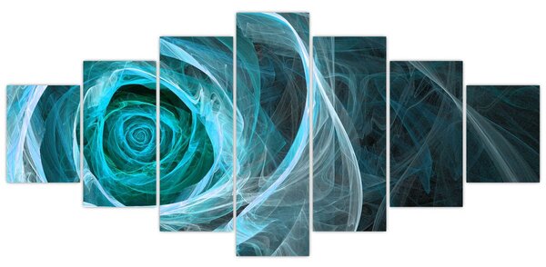 Obraz - Abstraktní růže modrá s černým pozadím (210x100 cm)