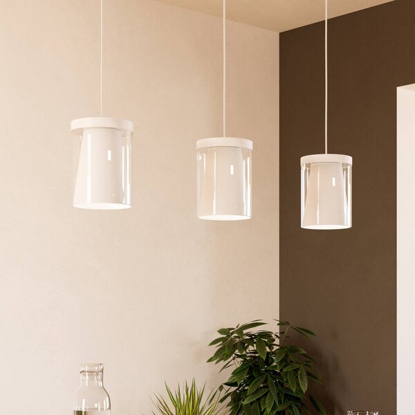 EGLO connect Smart LED závěsné světlo Chiusello-Z, bílé, kov, stmívatelný, Bílá / opál, Obývací pokoj / jídelna, Sklo, Moderní