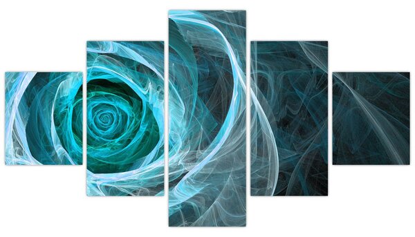 Obraz - Abstraktní růže modrá s černým pozadím (125x70 cm)