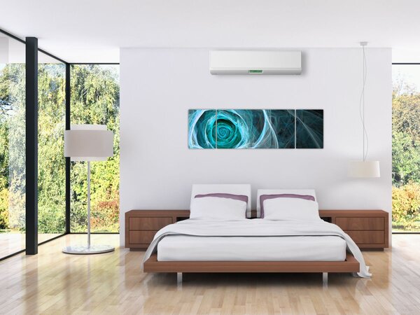 Obraz - Abstraktní růže modrá s černým pozadím (170x50 cm)