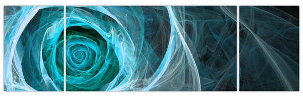 Obraz - Abstraktní růže modrá s černým pozadím (170x50 cm)