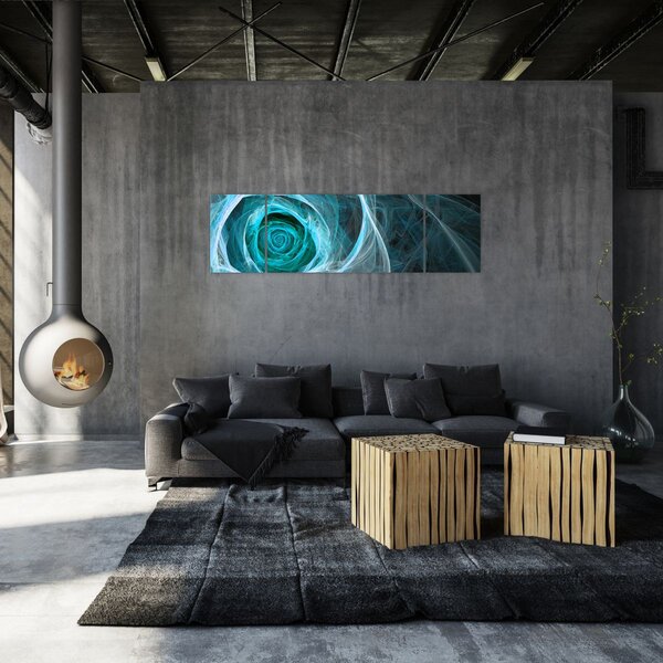 Obraz - Abstraktní růže modrá s černým pozadím (170x50 cm)