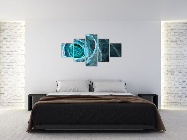 Obraz - Abstraktní růže modrá s černým pozadím (125x70 cm)