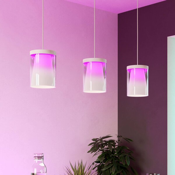 EGLO connect Smart LED závěsné světlo Chiusello-Z, bílé, kov, stmívatelný, Bílá / opál, Obývací pokoj / jídelna, Sklo, Moderní