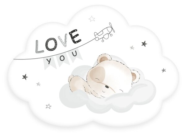 Polštář SLEEPING LITTLE BEAR bílá, 36x25 cm