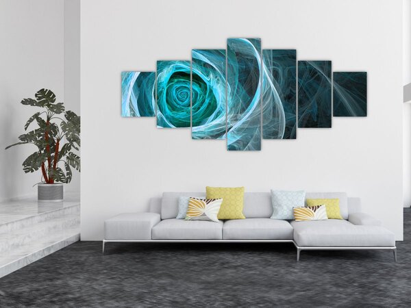 Obraz - Abstraktní růže modrá s černým pozadím (210x100 cm)