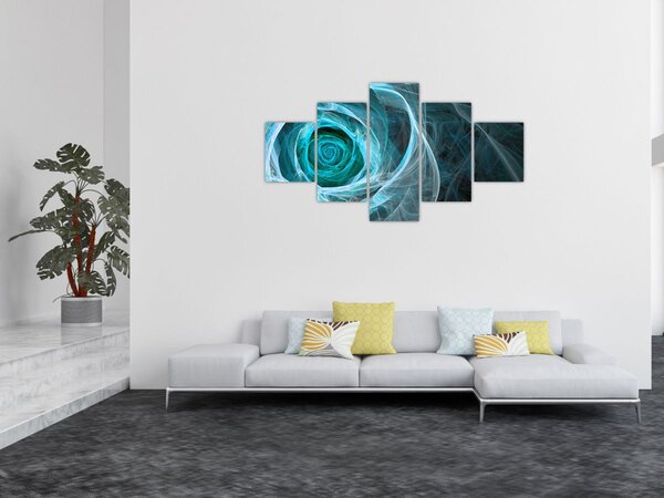 Obraz - Abstraktní růže modrá s černým pozadím (125x70 cm)