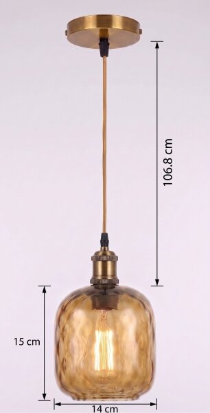 BRILAGI - LED Lustr na lanku RETRO GLASS 1xE27/60W/230V pr.14cm zlatá/kouř hnědá