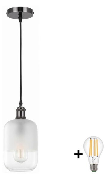 BRILAGI - LED Lustr na lanku RETRO GLASS 1xE27/60W/230V pr. 14 cm černá/bílá