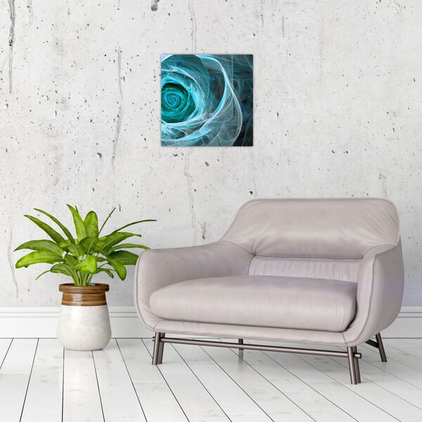 Obraz - Abstraktní růže modrá s černým pozadím (30x30 cm)