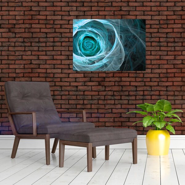 Obraz - Abstraktní růže modrá s černým pozadím (70x50 cm)