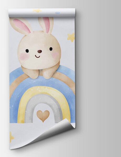 Fototapeta Kreslený králíček na duze, Fototapety se zvířaty, Populární fototapety, w01332 - Tapeko.co.cz