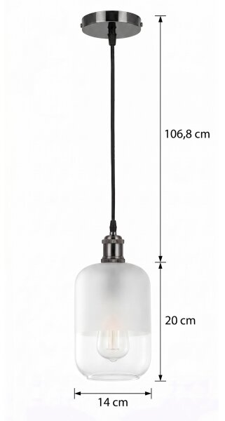 BRILAGI - LED Lustr na lanku RETRO GLASS 1xE27/60W/230V pr. 14 cm černá/bílá