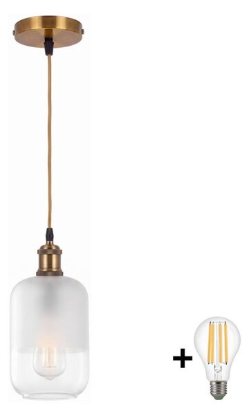 BRILAGI - LED Lustr na lanku RETRO GLASS 1xE27/60W/230V pr. 14 cm zlatá/bílá