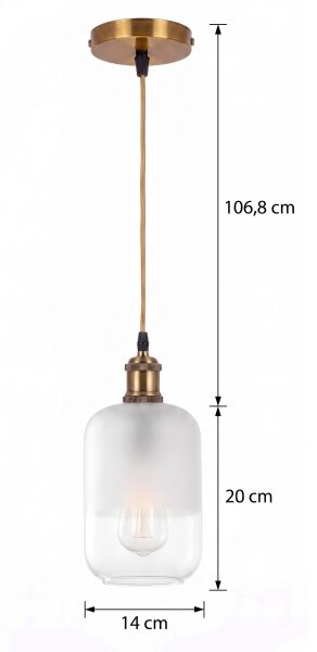 BRILAGI - LED Lustr na lanku RETRO GLASS 1xE27/60W/230V pr. 14 cm zlatá/bílá