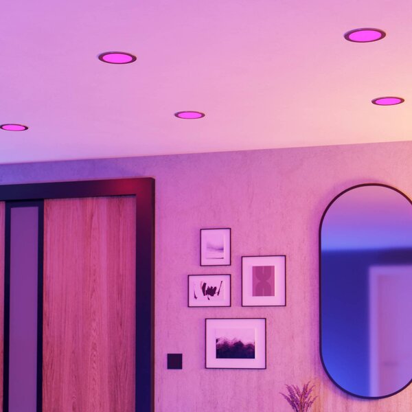 EGLO connect Smart LED podhledové svítidlo Fueva 6-Z, šedé, Ø 16cm, stmívatelný, Hliník / šedá / zinek, Obývací pokoj / jídelna, Plast, Moderní